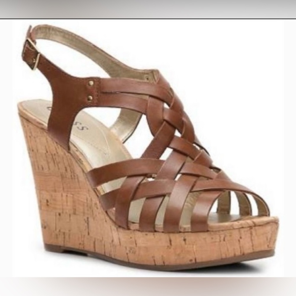 Guess Brown Cork Wedges
